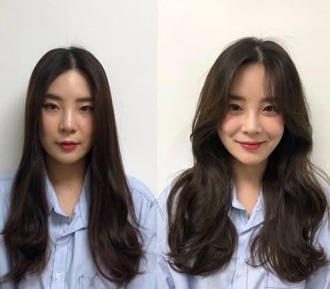 Korean Hairstyle Long, Korean Long Hair, Square Face Hairstyles, Haircuts Straight Hair, Long Hair With Bangs, Short Hair With Bangs, Asian Hair, Curtain Bangs, Grunge Hair