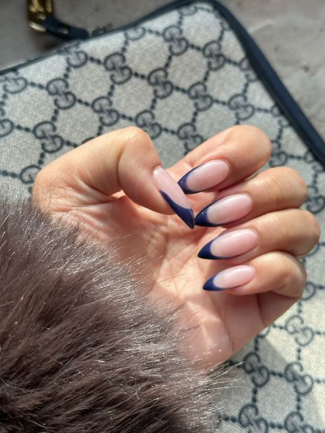 Nails, inspo, Navy Nails, French Manicure Blue French Tip Nails, Nails French Manicure, Blue French Tip, Navy Nails, Nails French, Tip Nails, French Tip Nails, French Manicure, Nails Inspo