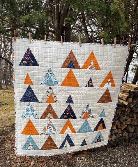 Mountain Quilt Pattern, Mountain Quilt, Suzy Quilts, Mountain Quilts, Cot Quilt, Heirloom Quilt, Triangle Quilt, Baby Comforter, Modern Quilt