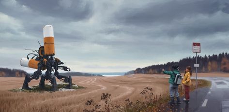 Simon Stålenhag's hauntingly beautiful retro sci-fi art - CNN Style Simon Stalenhag, Arte Robot, Futuristic Art, Science Fiction Art, Robot Art, Retro Futuristic, Sci Fi Movies, Arte Animal, Retro Futurism