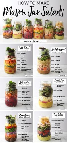 Jar Meal Prep, Avocado Vinaigrette, Jar Salad Recipes, Strawberry Feta, Salad Jar Recipe, Clean Eating Meal Prep, Mason Jar Salads, Mason Jar Recipes, Mason Jar Salad Recipes