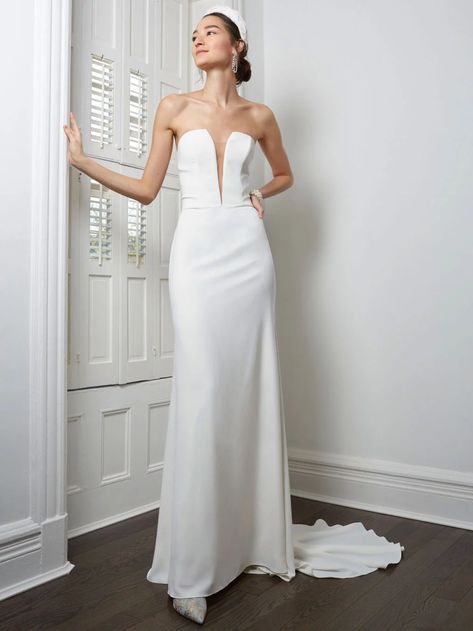 bhldn-wedding-dress-spring2021-01 Plunge Neck Wedding Dress, Julie Vino Wedding Dress, City Hall Wedding Dress, Backyard Elopement, Willowby By Watters, Bhldn Wedding Dress, Bhldn Wedding, Bhldn Dress, Neck Wedding Dress