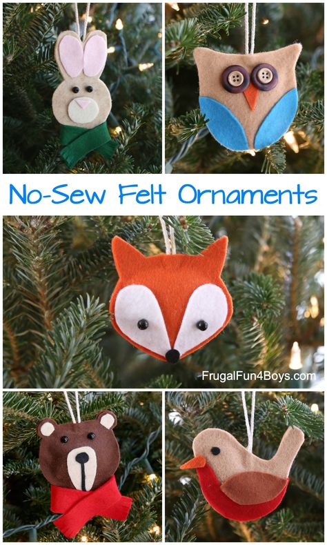 Woodland Animal Christmas, Animal Christmas Ornaments, Felt Woodland, Sew Felt, Sewn Christmas Ornaments, Diy Felt Christmas Ornaments, Felt Christmas Decorations, Animal Christmas, Crafts For Boys