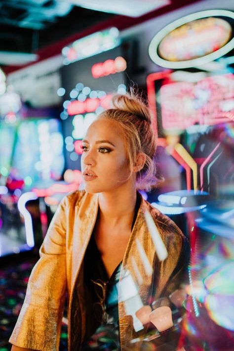 Arcade Shoot, Arcade Fashion, Carnival Photos, Arcade Photoshoot, Neon Photoshoot, Brandon Woelfel, Nikon 50mm, Neon Photography, Fun Photoshoot