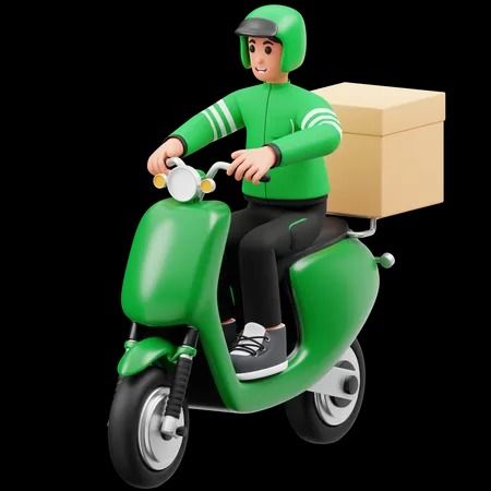 Premium Delivery Courier 3D Illustration pack from E-commerce & Shopping 3D Illustrations Delivery Bike, Man Illustration, 3d Icons, Mid Autumn, 3d Illustrations, Beautiful Rose Flowers, Unreal Engine, Mint Leaves, Delivery Man