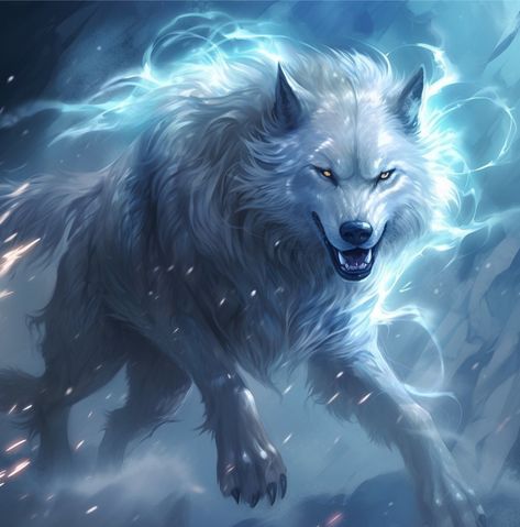 Snow Wolf Art, Fantasy Dire Wolf, Magic Wolf Art, White Wolf Art Fantasy, White Dire Wolf, Echo Knight, White Wolf Art, Wolf Alpha, Pathfinder Rpg Characters