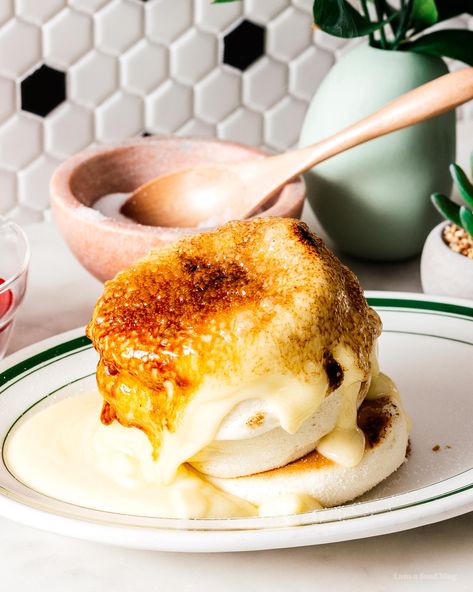 How to Make Japanese Soufflé Creme Brûlée Pancakes. Want to eat fluffy Japanese soufflé creme brûlée pancakes but don’t want to fly to Hong Kong or wait in a line for hours? This recipe is for you! Make the fluffy pancakes of your dreams, tall and fluffy with a creme brûlée crackling sugar crust. www.iamafoodblog.com #pancakes #recipes #japanesefood #cremebrulee #soufflepancakes Japanese Pancake Souffle, Fluffy Souffle Pancakes, Creme Brulee Souffle Pancakes, Creme Brulee Waffles, Creme Brulee Pancakes, Blowtorch Recipes, Souflee Pancakes Recipes, Japanese Pancakes Fluffy Recipe, Japanese Souffle Pancakes Recipe