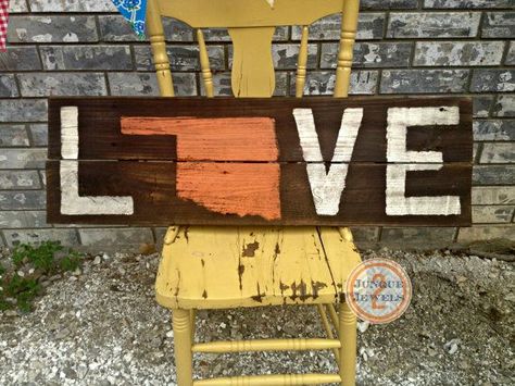 ♥ Gods Country, Osu Cowboys, Reclaimed Wood Signs, Mini Makeover, Love Sign, Oklahoma State, Grits, Love Signs, Housewarming Gifts