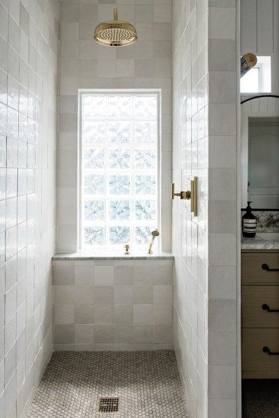 Shower Transformation, Glass Block Windows, Shower Conversion, Shower Renovation, Window In Shower, Grey Bathrooms, Shower Remodel, Guest Bathroom, Shower Room