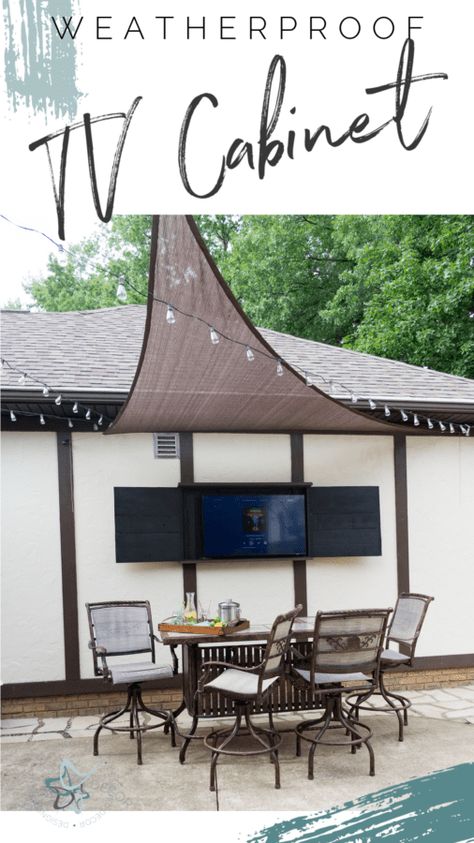 Outdoor Tv Cabinet Weatherproof, Diy Tv Cover, Tv Cabinet Diy, Outside Living Area, Tv Cabinets With Doors, Outdoor Tv Enclosure, Outdoor Tv Cabinet, Tv Enclosure, Outdoor Tv Covers