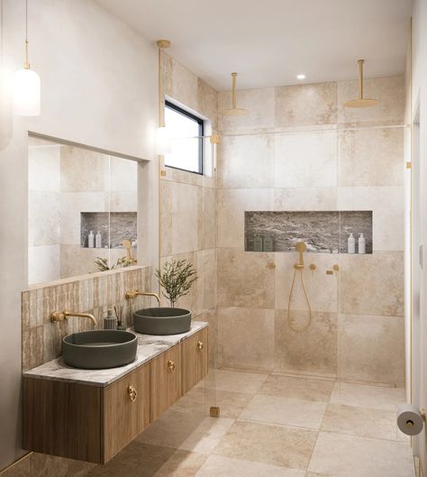 Courtney & Grant Mediterranean Lux Complete Bathroom Package | The Block 2024 | Beaumont Tiles Mediterranean Bathroom, Scandinavian Tile, Tiles Living Room, Eclectic Tile, Lantern Tile, Entry Tile, Purple Tile, Block House, Brick Look Tile