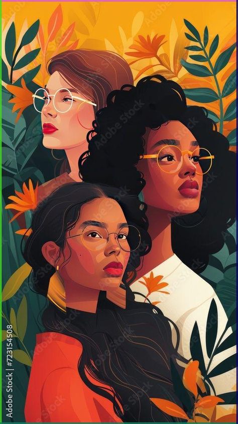 Celebrate the strength and creativity of women with our captivating Women's Day illustration! 🎨💪 Let these bold voices and beautiful designs inspire you to honor and uplift women everywhere. Embrace the diversity and power of female voices as we continue to strive for equality and empowerment. Together, let's amplify the contributions of women and create a more inclusive and equitable world for all. 💖✨ #WomensDay #Illustration #Empowerment #Equality #Celebration Woman Empowerment Illustration, Women Empowerment Images, Womens Day Graphic Design, Womans Day Illustration, Power Woman Illustration Art, Cultural Diversity Illustration, Confidence Illustration, Women Empowerment Illustration, Womens Day Creative