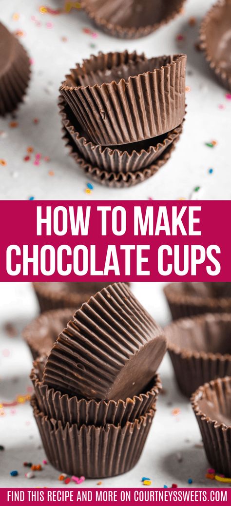 Learn how to make Chocolate Cups that look like cupcake liners that are perfect to hold your favorite desserts from chocolate mousse to ice cream! Chocolate Cup Desserts, Chocolate Hacks, Chocolate Mousse Cups, Edible Cups, Chocolate Bowls, Chocolate Bowl, Capricorn Girl, Ice Cream Cupcakes, Adventure Seeker