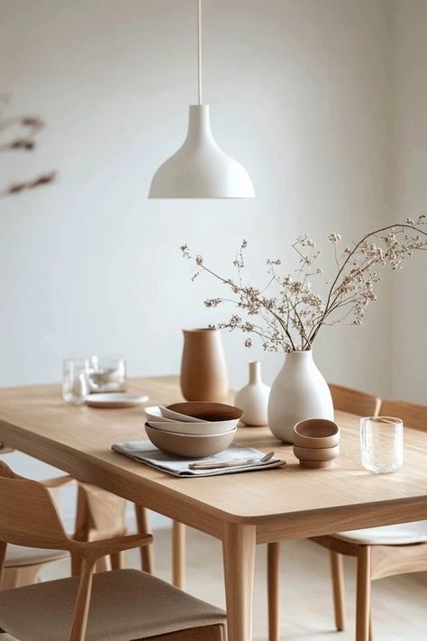 "Create a serene and stylish space with a Scandinavian-Inspired Dining Area! 🍽️🍃 Perfect for embracing simplicity, natural light, and cozy vibes. 🌟✨ #ScandinavianDining #MinimalistDecor #DiningRoomInspiration" Scandinavian Table Decor, Scandinavian Table Setting, Scandi Home Decor, Scandinavian Farmhouse, Scandinavian Table, Montana Homes, Scandinavian Dining, Scandi Home, Dining Room Inspiration