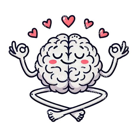 Cute clipart Healthy Brain Image, Emotional Health Draws Ideas, Brain Images Art, Brain Illustration Design, Positive Illustration Quotes, Self Care Cartoon, Brain Art Creative, Mindfulness Illustrations, Brain Drawings