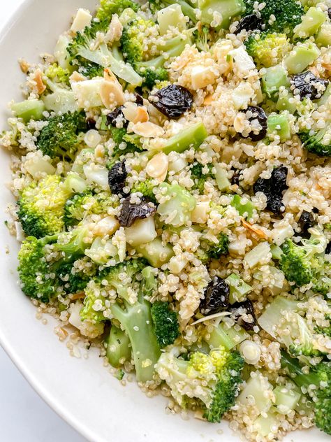 Kathleen Ashmore, Spicy Almonds, Raw Broccoli, Lemon Tahini Dressing, Lentil Salad, Broccoli Salad, Chopped Salad, Vegetable Sides, Full Meal Recipes