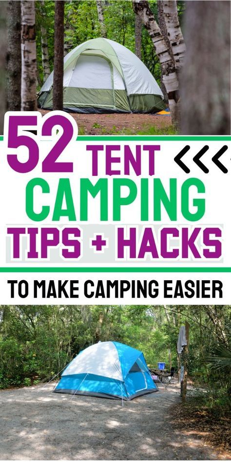 Don't miss these tent camping hacks and tips that are awesome for family camping trips. Tent camping set up ideas, tent camping must haves, and camping tips for an awesome campsite. Big list of camping tips that is great for beginner campers too. Tent Camping List, Tent Campsite Setup, Camping Tent Hacks, Tenting Hacks, Camping Ideas For Adults, Tent Camping Must Haves, Tent Camping Set Up Ideas, Camping Set Up Ideas, Tent Camping Essentials