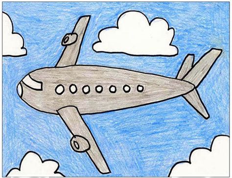 Knowing how to draw an airplane can come in handy for many different reasons. This one has worked well for my students over the years. It’s simple, yet still has some dimension to it. • View and download Airplane Tutorial Simple Airplane Drawing, Scenery Drawing For Kids, Plane Drawing, Airplane Coloring Pages, Airplane Crafts, Cartoon Airplane, Airplane Drawing, Drawing Lessons For Kids, Directed Drawing