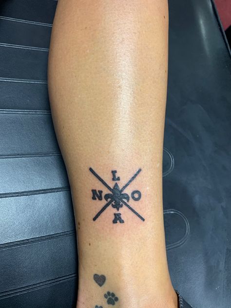 Saints Tattoo New Orleans, Nola Tattoos Ideas, New Orleans Tattoos, New Orleans Tattoo Ideas, New Orleans Tattoo, Saint Tattoo, Cousin Tattoos, Matching Tats, Female Tattoos