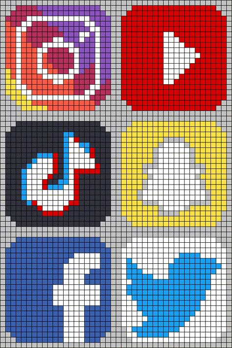 Alpha pattern #35413 | BraceletBook Pixel Art Social Media, Pixel Logo Design, Alfa Pattern, Pixlr Art, Colorful Social Media, Pixel Art Logo, Pixel Logo, Lucky Art, Twitter Logo