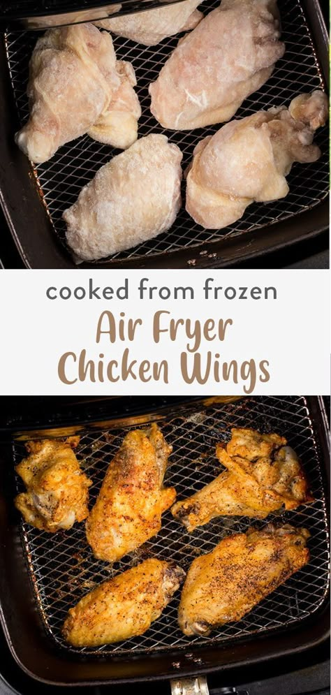 Frozen chicken wings in the air fryer work wonders because you are short on time but you still can get crispy, juicy chicken wings with a ton of flavor from frozen to cooked! Chicken Wings From Frozen, Wings From Frozen, Air Fryer Frozen Chicken Wings, Chicken Thighs In Air Fryer, Chicken Wings In Air Fryer, Juicy Chicken Wings, Wings In Air Fryer, Wings In The Air Fryer, Air Fryer Recipes Chicken Wings