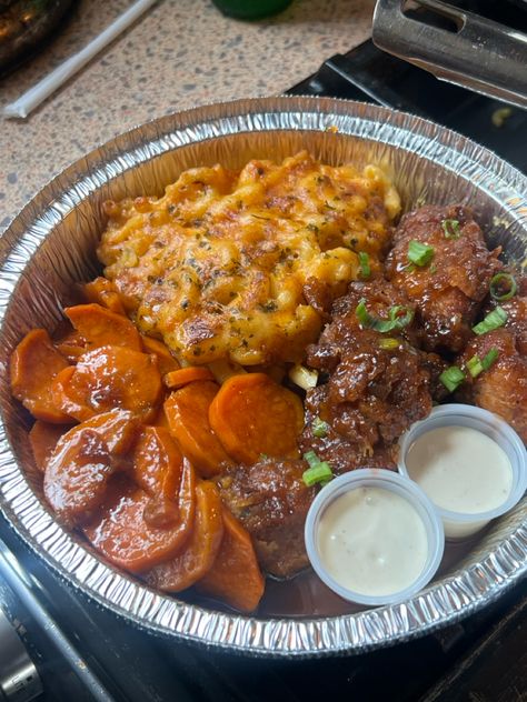 Sunday Recipe Ideas
Baked Mac N Cheese, Honey Jerk Wings & Candied Yams 
#soulfood #recipe #wings Mac N Cheese Aesthetic, Soul Food Dinner Plates, Soulfood Sunday Dinner Ideas, Soul Food Sunday, Food Dump, Candied Yams, Soul Food Dinner, Baked Mac N Cheese, Baked Mac