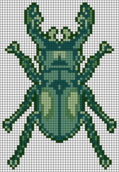 Beetle Crochet Grid, Beetle Alpha Pattern, Cute Crochet Tapestry Patterns, Tapestry Grid Patterns, Bug Alpha Pattern, Moth Alpha Pattern, Crochet Tapestry Alpha Pattern, Knitting Graph Patterns, Frog Alpha Pattern