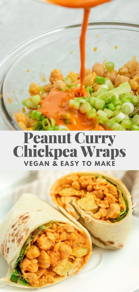 Curry Lunch Ideas, Vegan Lunch Sandwich Ideas, Curry Chickpea Wrap, Vegan Chickpea Wrap, Vegan Lunches To Go, Quick Vegan Lunch Ideas, Chickpea Wrap Recipes, Vegan Wraps Lunch, Vegan Cold Lunch Ideas