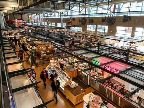 Milwaukee Public Market 38 Demonstration Kitchen, Milwaukee Public Market, Milwaukee City, Cafe Seating, Shelter Design, Open Market, Public Market, Stall Designs, Street Life