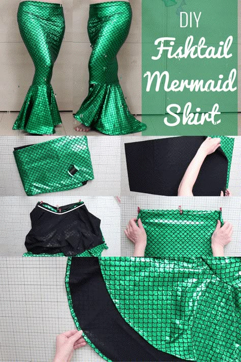 Mermaid Tail Skirt Pattern, Mermaid Costume Sewing Pattern, Mermaid Costume Pattern, Little Mermaid Diy Costume, Kostum Mermaid, Diy Mermaid Skirt, Fishtail Skirt Pattern, Little Mermaid Costume Diy, Mermaid Diy Costume