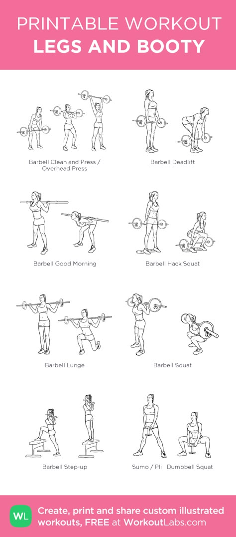 LEGS AND BOOTY: my visual workout created at WorkoutLabs.com • Click through to customize and download as a FREE PDF! #customworkout Workouts With The Bar, Workouts With Bar Weights, Weights Legs Workout, Leg Barbell Workout, Leg Workout Barbell, Leg Workout With Bar, Gluts Workouts At Gym, Leg And Bum Workouts Gym, Barbell Leg Workout For Women