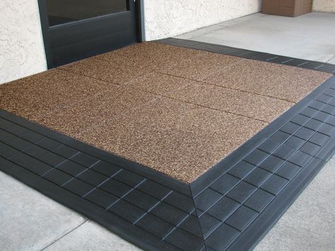 EntryLevel Landing SafePath Products for ADA wheelchair access Threshold ramps Rubber High Rise buildings Multi Family Housing EZ-Access Wheelchair Ramp Diy, Ramp Ideas, Accessible House, Ramp Design, Age In Place, Accessible Home, Access Ramp, Portable Ramps, Accessible Design