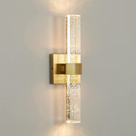 Epinl Gold Wall Sconce - Modern Crystal Bathroom Vanity Lighting Fixture 3000K LED Wall Mount Light for Bath Living Room Bedroom - - Amazon.com Crystal Bathroom, Bedside Wall Lamp, Light Fixtures Bathroom Vanity, Crystal Wall Lighting, Led Wand, Modern Wall Lamp, Bathroom Sconces, Bathroom Wall Sconces, Modern Wall Sconces