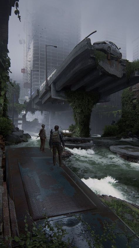 Zombie Apocalypse Landscape, The Last Of Us City, Post Apocalypse Landscape, Zombies Apocalypse Art, Apocalypse Landscape, Post Apocalyptic City, Dystopian Art, Abandoned City, Apocalypse World