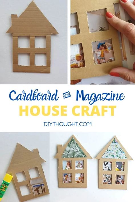 House Magazine, Building Crafts, Cardboard Craft, House Craft, Cardboard Box Crafts, Magazine Crafts, House Crafts, Cardboard House, Family Theme