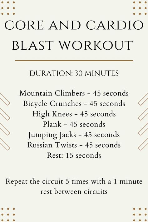 Core and cardio HIIT workout, circuit training, no equipment required, at home workouts, workout program It's always advisable to consult with a healthcare professional before starting any new exercise program. Core Circuit Workout At Home, Circuit Workout No Equipment, Home Workout Circuit, Core Circuit, Core Exercises For Women, Workout Circuit, Cardio Circuit, Calorie Workout, Workout No Equipment