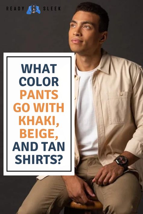 Discover the Perfect Pants Colors to Match Your Khaki, Beige, and Tan Shirts in Style. Click Now to Get Inspired with Our Fashion Tips and Outfit Ideas! Image From Deposit Photos #Pants #KhakiShirts #BeigeShirts #TanShirts #outfits Tan Pants Outfit, Khaki Pants Outfit Men, Beige Pants Outfit, Grey Pants Outfit, Grey Pants Men, Khaki Pants Outfit, Khakis Outfit, Shirt And Tie Combinations, Party Outfit Men