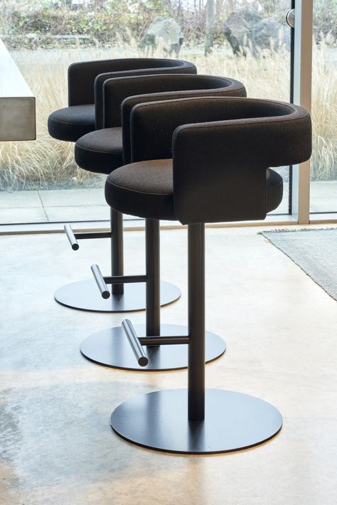 M A R T I N   H I R T H — D8P-1& D8P-2 Restaurant Chairs Design, Stools Design, Interior Board, Luxury Bar Stools, Black Kitchen Decor, Unique Furniture Design, Comfortable Dining Chairs, Designing Ideas, Modern Stools