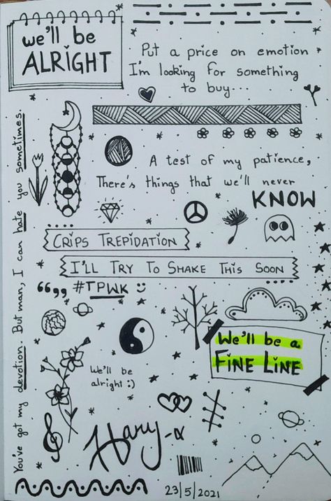 Rock Doodles Music, Lyrics Doodle Drawings, Song Doodles Lyric Art, Music Doodles Aesthetic, Song Lyric Drawings, Song Doodles, Meaningful Doodles, Song Doodle, Lyrics Drawing