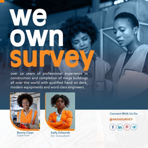 Construction, survey company social media flyer, poster Survey Poster Design, Survey Poster, Internship Poster, Company Social Media, Survey Design, Boards Ideas, Social Media Flyer, Graphic Design Flyer, Flyer Poster