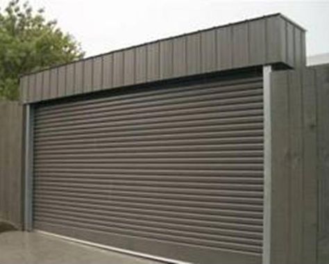 House Frontage, Roll Up Garage Door, Sliding Garage Doors, Security Shutters, Roller Door, Steel Building Homes, Garage Door Types, Overhead Garage Door, Outside Paint