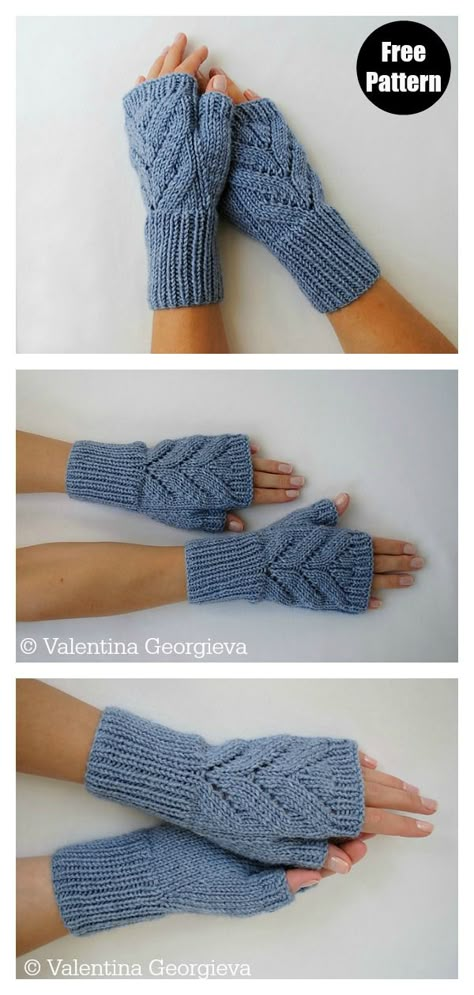 Knitting Leaves, Gloves Knitting, Fingerless Gloves Knitted Pattern, Knit Fingerless Gloves, Pattern Leaves, Debbie Macomber, Easy Knitting Projects, Gloves Pattern, Fingerless Mitts