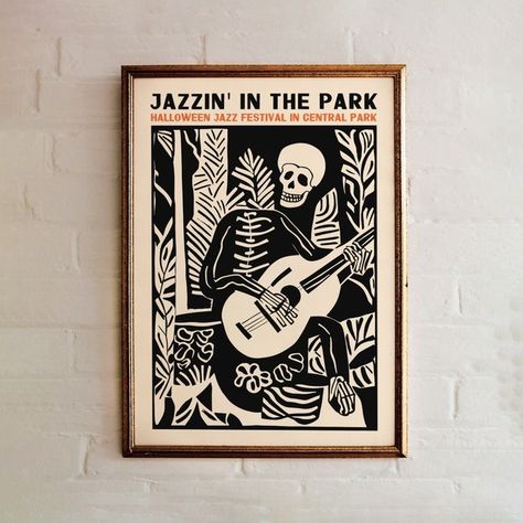 CozySpiritStudio - Etsy Musician Room, Nyc Halloween, Jazz Festival Poster, City Decor, Jazz Poster, Stylish Wall Art, Festival Poster, Work Room, Jazz Festival