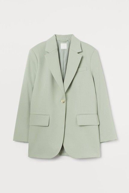 Spring Blazer, Spring Capsule, Spring Capsule Wardrobe, Slip Skirts, Double Breasted Jacket, Oversized Jacket, Oversized Blazer, Blazer Outfits, Pastel Green