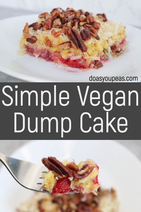 Vegan Dump Cake, Vegan Cake Mix, Vegan Crisp, Yellow Desserts, Yellow Cake Mix Recipes, Boxed Cake Mixes Recipes, Vegan Soul Food, Cake Mix Desserts, Easy Vegan Dessert