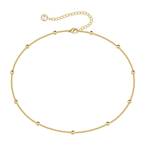 Choker Gold, Gold Simple Necklace, Cute Gold Necklace, Everyday Gold-tone Choker Chain Necklace, Everyday Tarnish Resistant Gold Choker, Dainty Gold-plated Choker, Simple Gold Necklace, Dainty Yellow Gold Chain Choker, Gold Jewlry