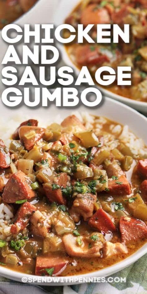 One Pot Gumbo, Instant Pot Gumbo Chicken And Sausage, Chicken And Sausage Gumbo With Okra, Easy Gumbo Recipe Simple, Chicken Gumbo Recipe Easy, Favorite Gumbo, Gumbo Sausage, Gumbo Easy, Chicken Gumbo Recipe