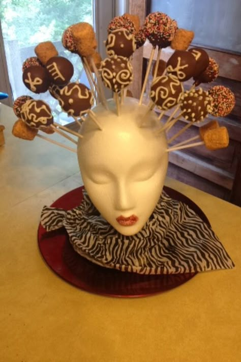 A special cake pop design for a hairstylist! #creativity #sweetliltreats #yesmadebyme Hairdresser Retirement Party Ideas, Hair Salon Party Favors, Cosmotology Party Ideas Graduation Cake, Cosmotology Gift Ideas Graduation, Beautician Graduation Party, Hairstylist Party Ideas, Cosmetologist Graduation Party, Fashion Show Food Ideas, Hair Salon Party Ideas Events