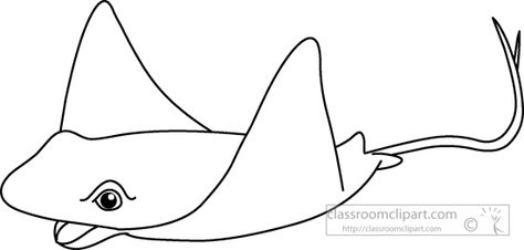 Stingray Coloring Page, Dolphin Drawing, Stingray Tattoo, Stingray Fish, Black And White Outline, Kid Quilts, Classroom Clipart, Kool Kids, Fish Drawings