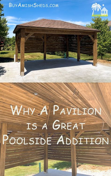 Pool Pavilion Ideas, Outdoor Shade Structures, Inground Pool Landscaping, Pool Pavilion, Pool Shade, Outdoor Pavilion, Shade Structure, Built To Last, Inground Pools